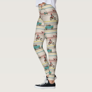 Leggings Chiens se déplaçant dans les véhicules Motif