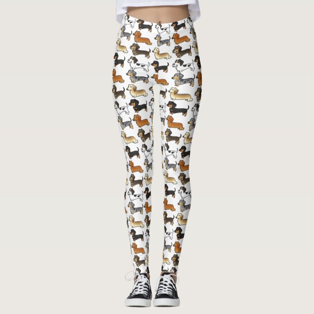 Leggings Chiens Wiener De Cute Dachshund Yoga Personnalisab (Devant)