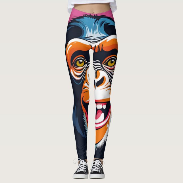 Leggings Chimpanzé fou mignon (Devant)