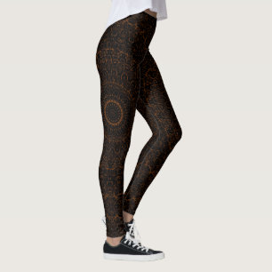 Leggings Chocolat Brown et noir Mandala Kaleidoscope