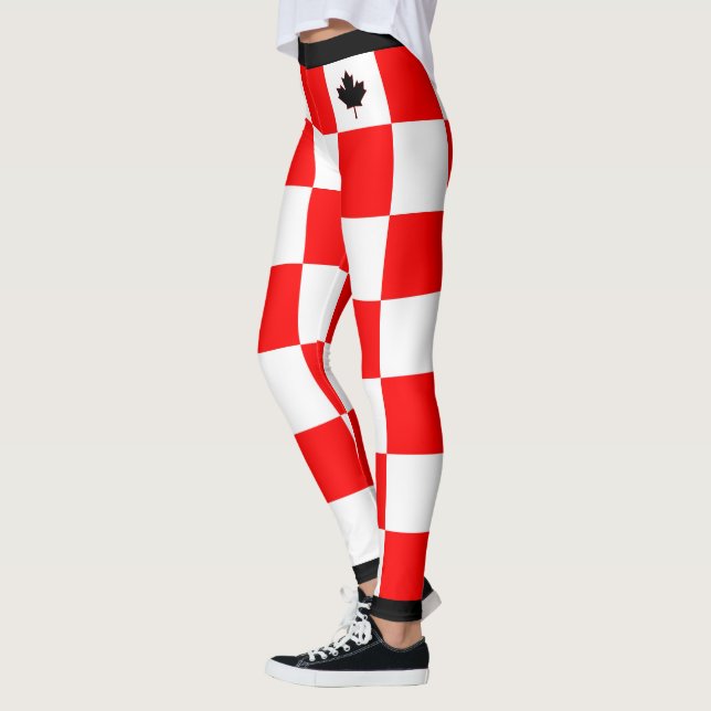 Leggings Choisissez votre couleur À damiers d'érable canadi (Gauche)