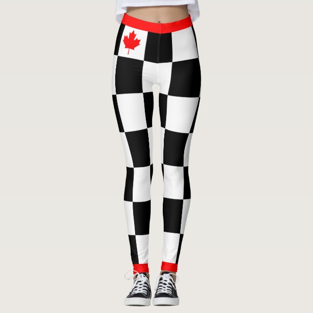 Leggings Choisissez votre propre couleur À damiers d'érable (Devant)