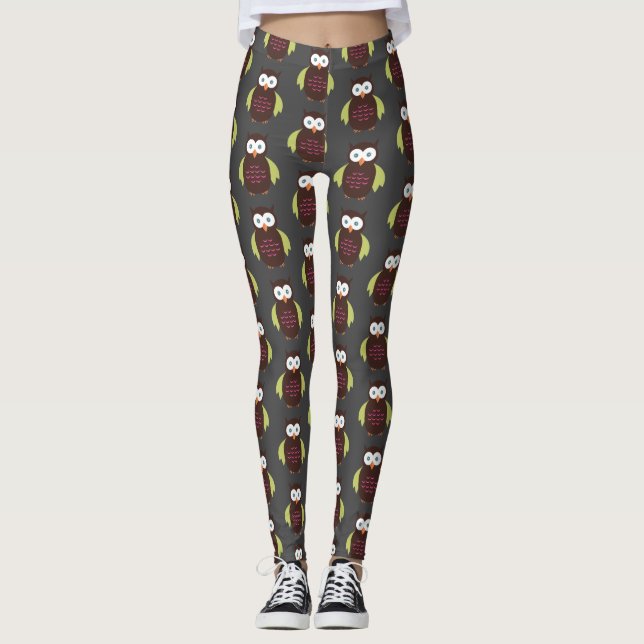 Leggings Chouette Brown et verte (Devant)