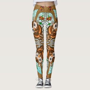 Leggings Chouette tirée à la main Mandala