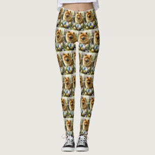 Leggings Chow Chow avec oeufs de Pâques vacances