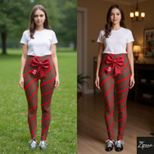 Christmas Diagonal Stripes Red Green Bow