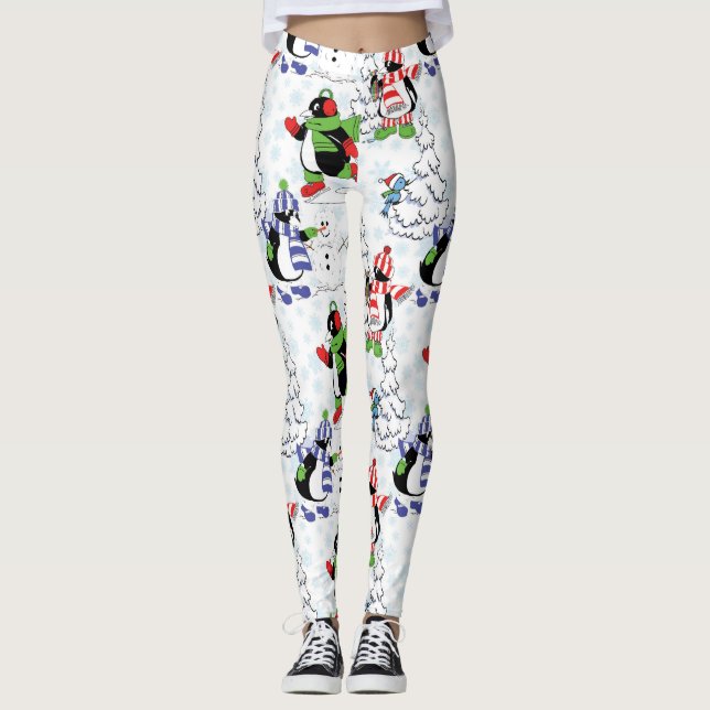 Leggings Christmas penguin ice skating (Devant)