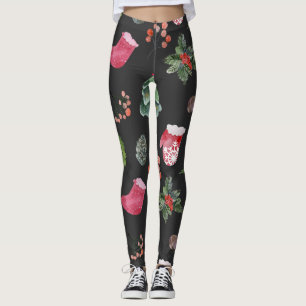 Leggings Christmas Reindeer : Aquarelle Motif sans couture