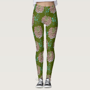 Leggings chrysanthèmes tourbillons