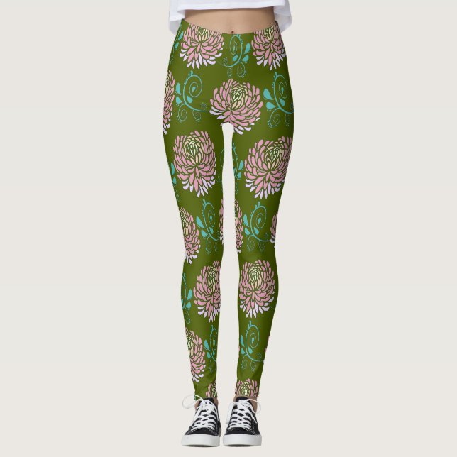 Leggings chrysanthèmes tourbillons (Devant)