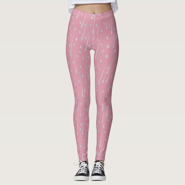 Leggings Chute des gouttes de pluie mignonne Rose de jour p (Devant)