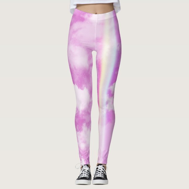 Leggings Ciel arc-en-ciel rose esthétique (Devant)
