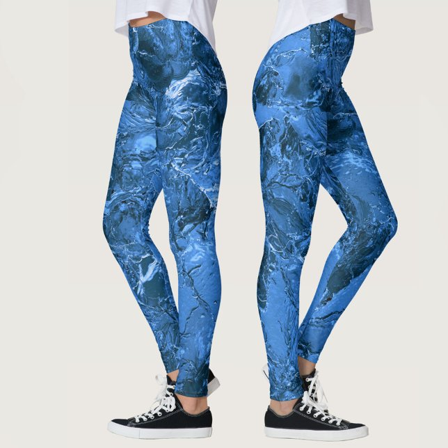 Leggings Ciel et mer bleu marbré (Créateur téléchargé)