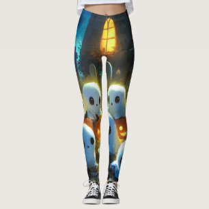 Leggings Cimetière de nuit éffrayante mignonne Fantôme d'Ha