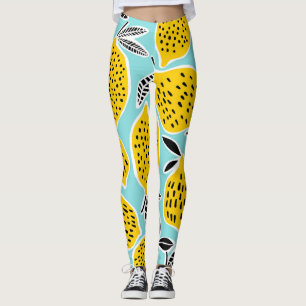 Leggings Citron vintage : Motif sans fil tiré à la main