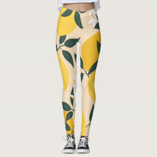 Leggings Citron vintage : Texture de Fruit sans soudure.