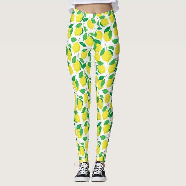 Leggings Citrons et motifs feuille (Devant)
