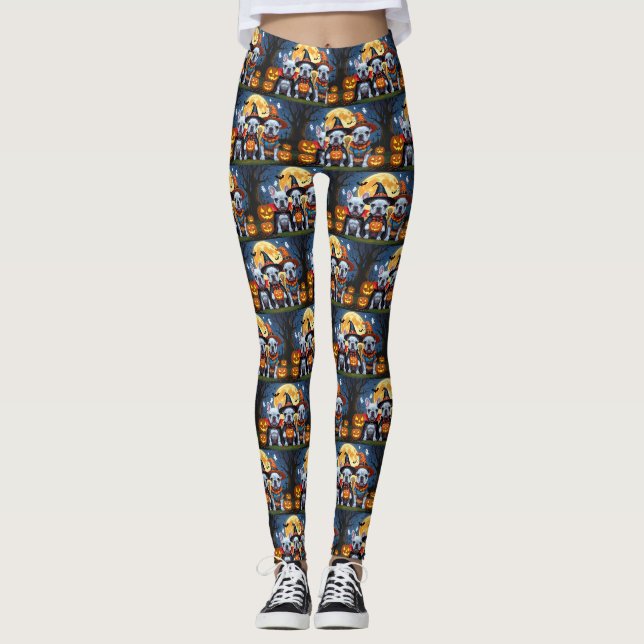 Leggings Citrouille de Bulldogs français Halloween drôle (Devant)