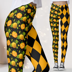 Leggings Citrouille d'Halloween Jack-o'-lantern jester