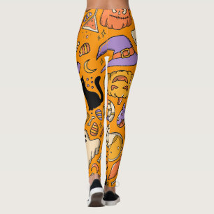 Leggings Citrouille d'Halloween sorcière chauve-souris