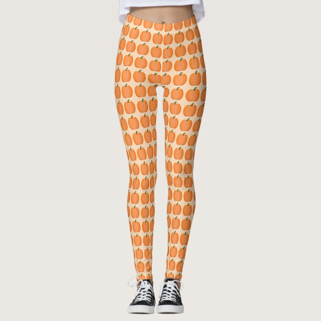 Leggings Citrouille neutre de genre orange mignon (Devant)