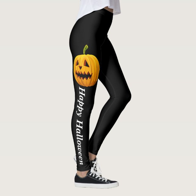 Leggings Citrouille noir orange Halloween Jack-o'-lantern (Droite)