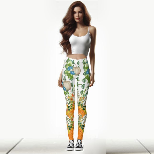 Leggings Citrouille Patch Festival Automne Couleur Foliage  (Pumpkin Patch Festival Fall Color Foliage Greenery Leggings)