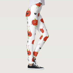 Leggings Citrouilles d'halloween mignonnes, araignée et mot