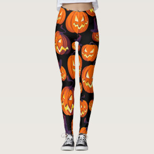 Leggings Citrouilles d'Halloween : Motif Éffrayant sans cou