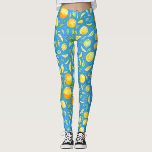 Leggings Citrus cool sur Motif Turquoise Aquarelle
