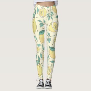 Leggings Citrus de citron moderne jaune d'été Personnalisé
