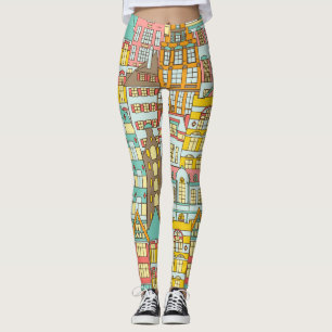 Leggings City Panorama Croquis : Maisons Simples.
