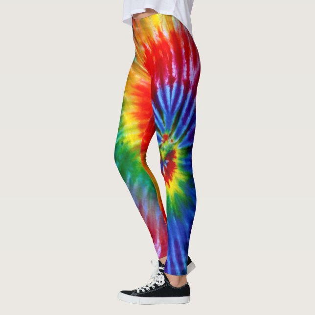 Leggings Clair Arc-en-ciel Psychédélique Tie Dye Haute Visi (Gauche)