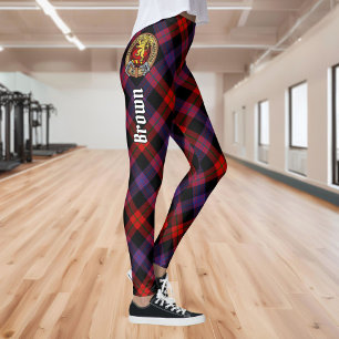 Leggings Clan Brown Crest sur Tartan