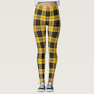 Leggings Clan écossais MacLeod de tartan noir jaune de