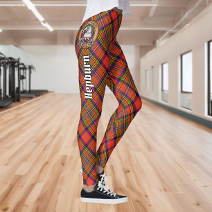 Leggings Clan Hepburn Crest sur Tartan