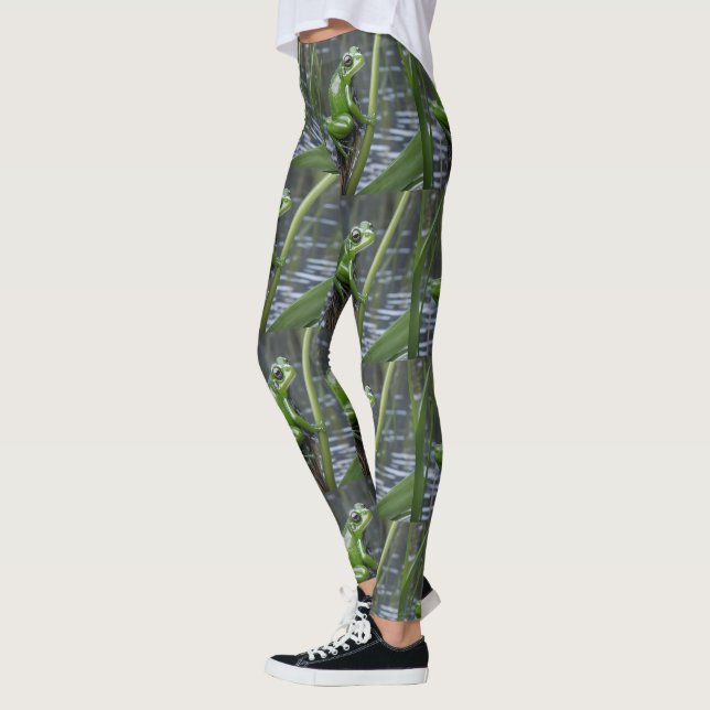 Leggings "Clarté cristalline : Grenouille verte en verre su (Gauche)
