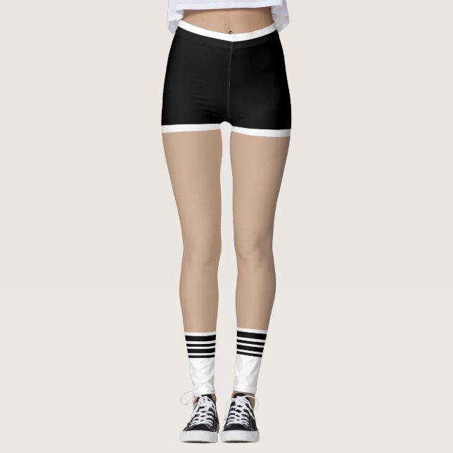 Leggings Classe Gym Shorts Noirs Avec Chaussettes (Devant)