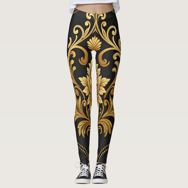 Leggings Classic Baroque Ornamental Gold  Luxury  (Devant)