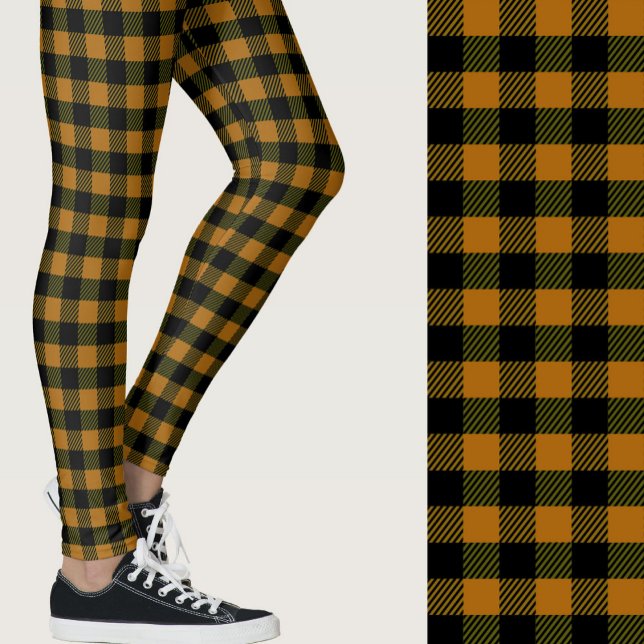Leggings Classic burnt orange black buffalo plaid patterned (Créateur téléchargé)