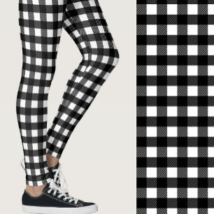 Leggings Classique carreaux de bœuf noir et blanc à motifs