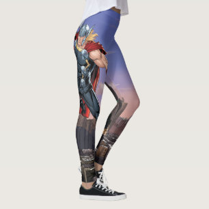 Leggings Classiques Avengers Thor bondissant avec Mjolnir