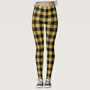Leggings Classy Gold et noir Buffalo plaid motif