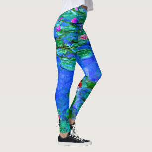 Leggings Claude Monet célèbre peinture, Water-Lilies, rouge