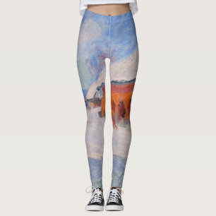 Leggings Claude Monet - Norvège, Maisons rouges à Bjornegaa