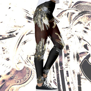 Leggings Clés Métalliques Steampunk Chic