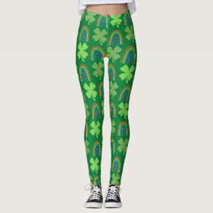 Leggings Clover à quatre feuilles avec Motif Rainbows