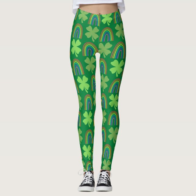 Leggings Clover à quatre feuilles avec Motif Rainbows (Devant)