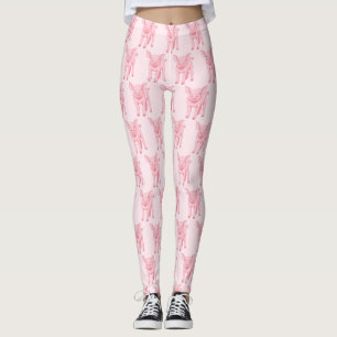 Leggings Cochon rose pâle