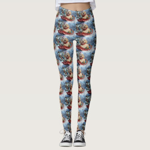 Leggings Cockapoo Dog in Sledge Let it Neige Christmas